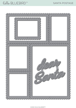 Santa Postage die.  Set of metal dies to cut out postage stamp shapes and a 